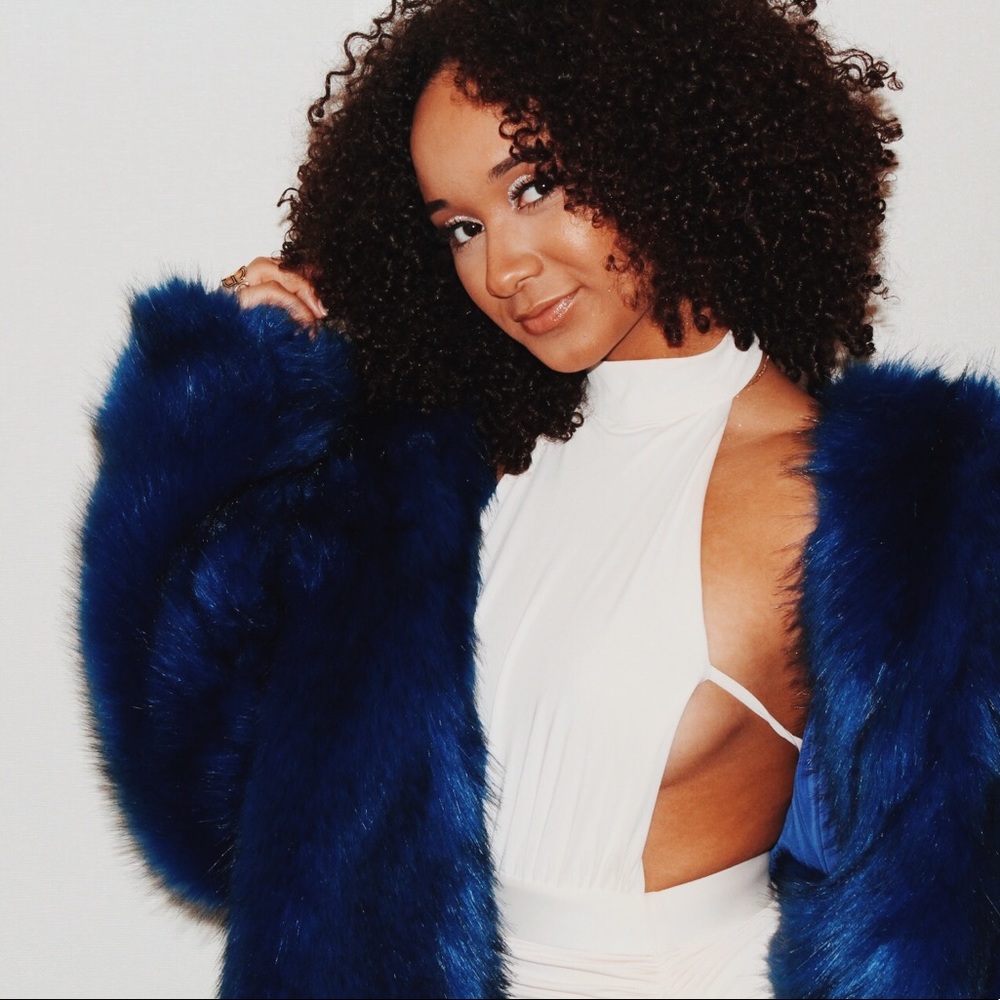 Royal Blue Faux Fur Coat